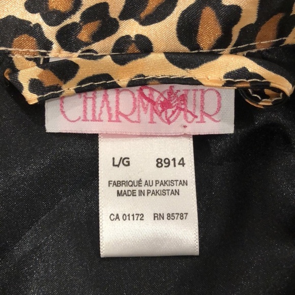 Vintage Charmour lingerie black robe animal print SZ L EUC - Picture 8 of 9